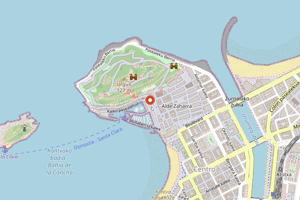 Map showing Akerbeltz in San Sebastián