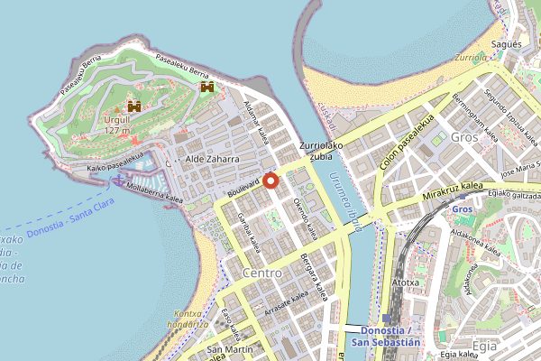 Map showing Museo del Whisky in San Sebastián