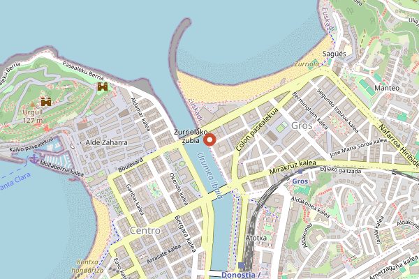 Map showing Sakona Coffee Roasters in San Sebastián