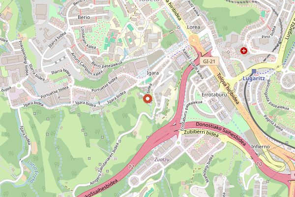 Map showing Eme Be Garrote in San Sebastián