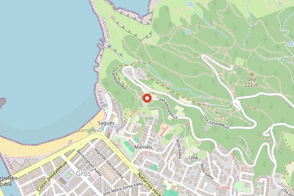 Map showing Mirador de Ulia in San Sebastián