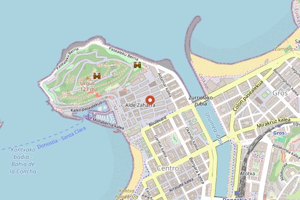 Map showing Bar Tamboril in San Sebastián