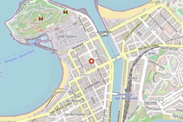 Map showing Bideluze in San Sebastián
