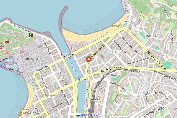 Map showing Hidalgo 56 in San Sebastián