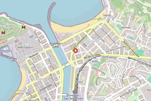 Map showing Basqueland Izakaia in San Sebastián