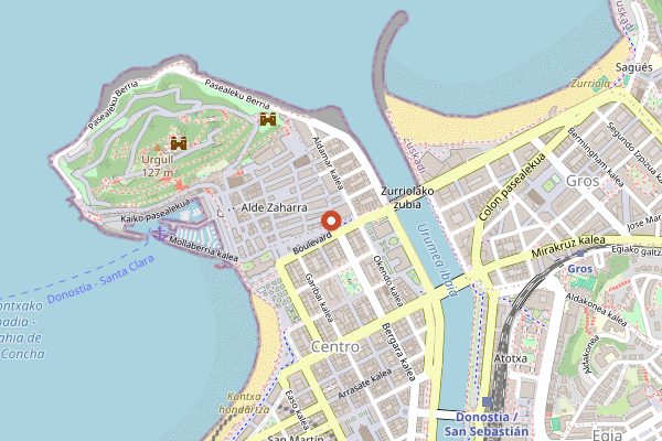 Map showing Mercado de la Bretxa in San Sebastián