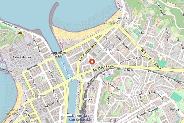 Map showing Saturday Outdoor Producer Stalls (Gros rotation) in San Sebastián