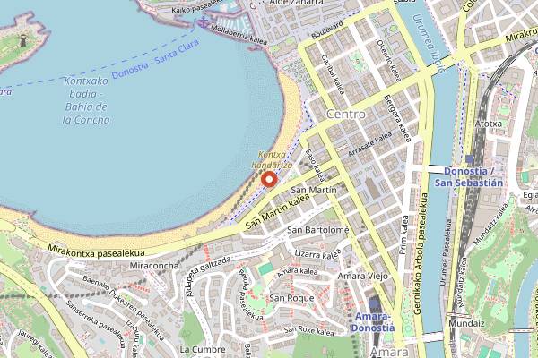 Map showing Bataplán Disco in San Sebastián