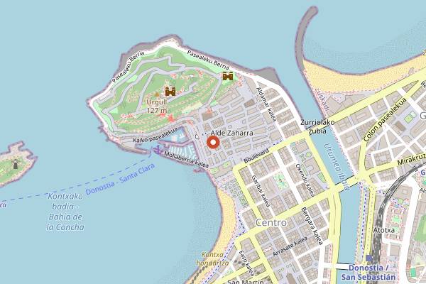 Map showing Côte Bar in San Sebastián