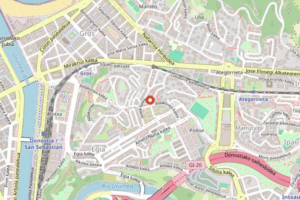Map showing Le Bukowski in San Sebastián