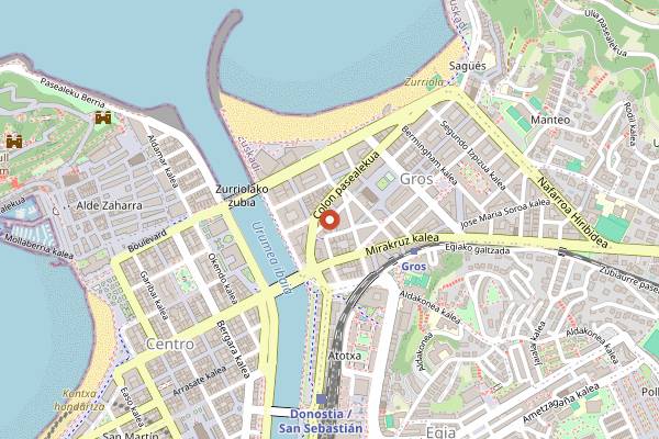 Map showing Mala Gissona Beer House in San Sebastián