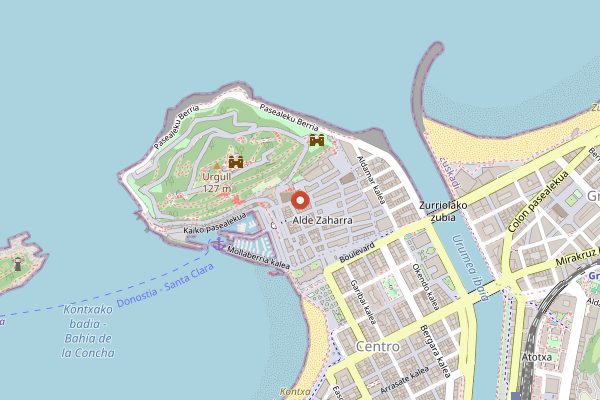 Map showing A Fuego Negro in San Sebastián