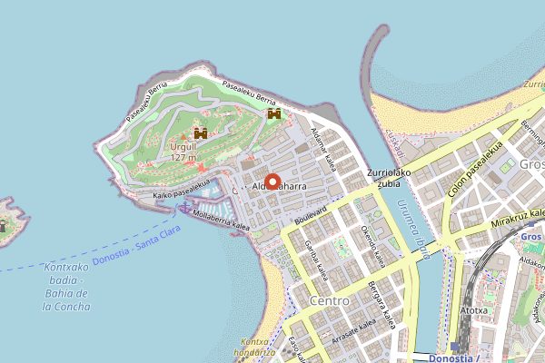 Map showing Ganbara in San Sebastián