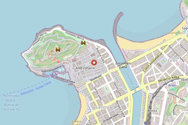 Map showing Anchoa a la Jardinera at Txepetxa in San Sebastián