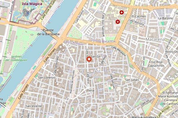 Map showing La Bicicleteria in Seville