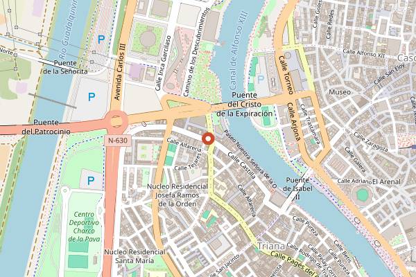 Map showing Barra Triana Pura in Seville