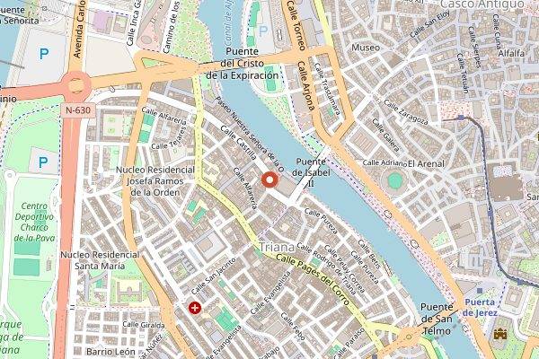 Map showing Casa Cuesta in Seville