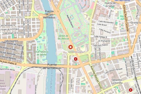 Map showing La Casa del Estanque in Seville