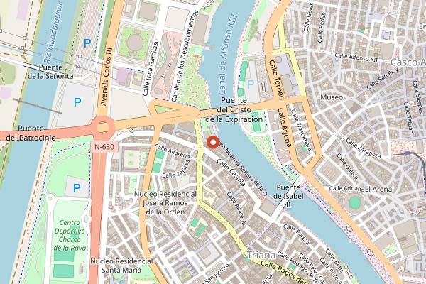 Map showing Restaurante De la O in Seville