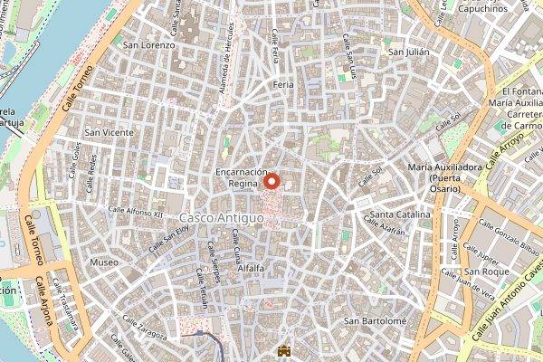 Map showing Virgen Coffee in Seville