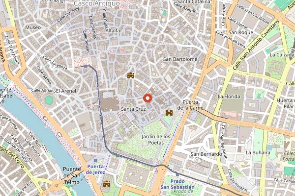 Map showing San Marco Santa Cruz in Seville