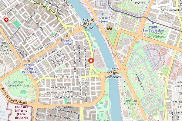 Map showing Restaurante La Montanera (Los Remedios) in Seville