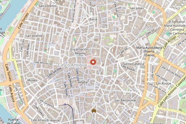 Map showing Mercado de la Encarnacion in Seville