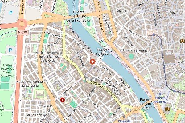 Map showing Mercado de Triana in Seville