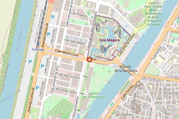 Map showing Antique Theatro in Seville