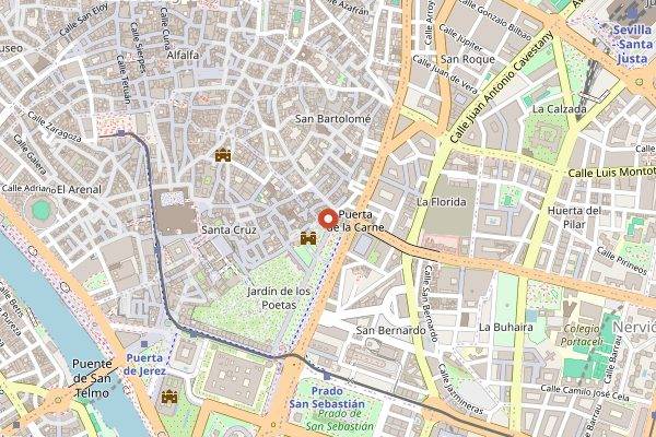 Map showing Casa Modesto in Seville