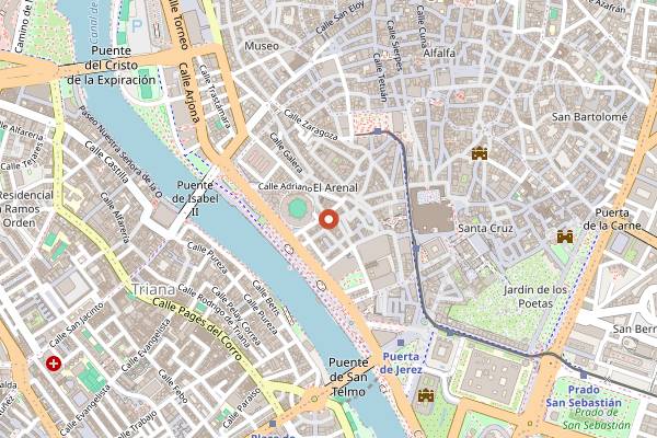 Map showing Bodeguita Antonio Romero in Seville