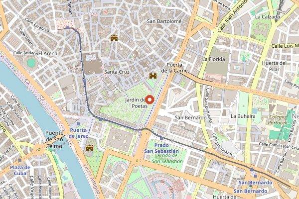 Map showing Vineria San Telmo in Seville