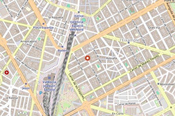 Map showing Olhops Craft Beer House in Valencia