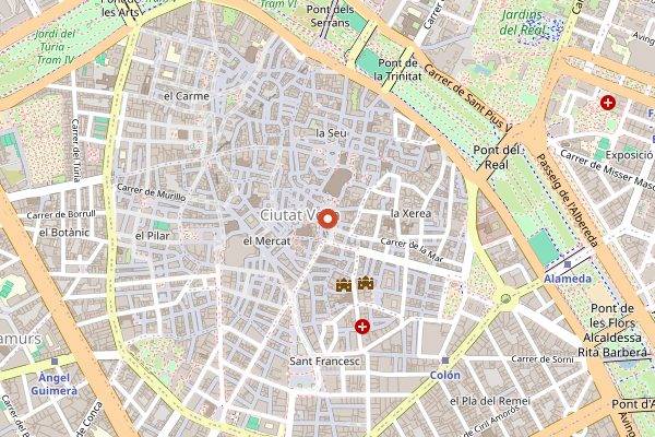 Map showing Chocolateria Valor in Valencia