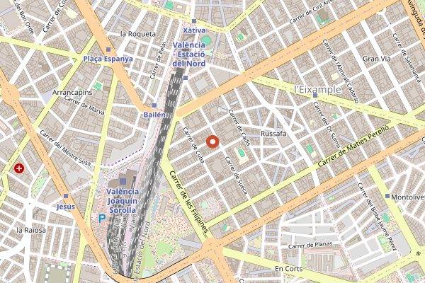 Map showing Bluebell Coffee Co in Valencia