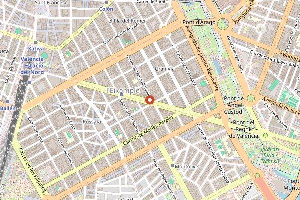 Map showing Kaido Sushi Bar in Valencia
