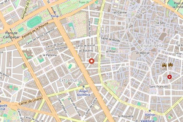 Map showing Mercado de Rojas Clemente in Valencia