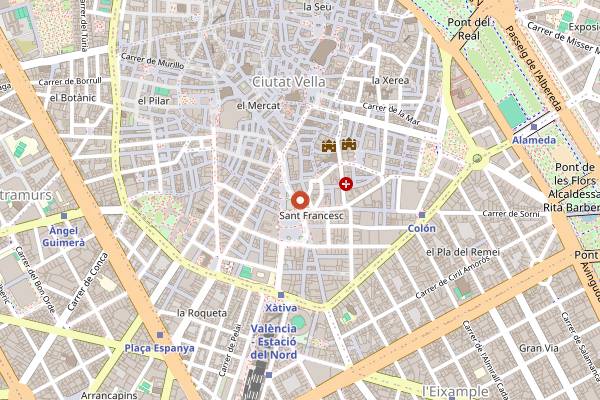 Map showing Ateneo Sky Bar in Valencia
