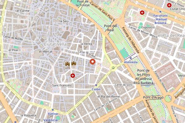 Map showing Vincci Palace Rooftop in Valencia