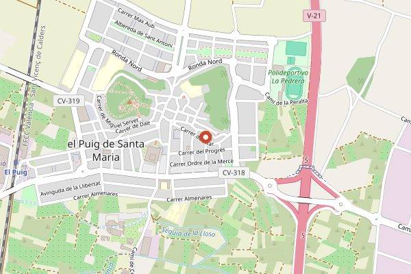 Map showing Casa Montana Wine Cellar in Valencia
