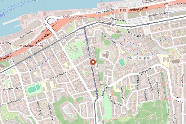 Map showing O/O Brewing Linné in Gothenburg