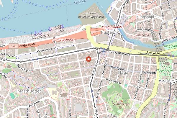 Map showing Hard Beans Cafe in Gothenburg