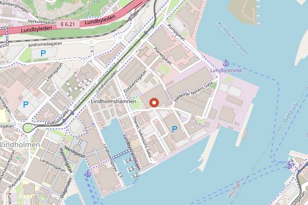 Map showing Lindholmen Street Food Market in Gothenburg