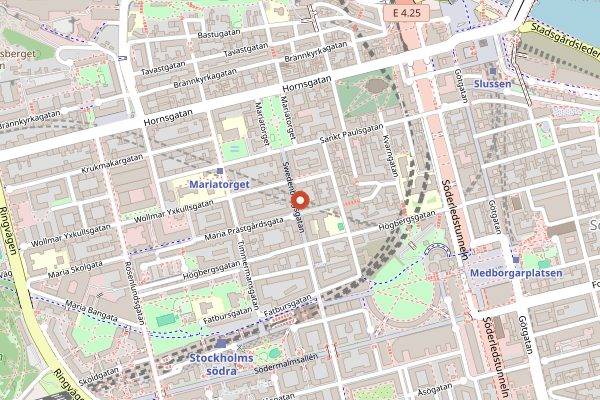 Map showing Johan and Nyström Swedenborgsgatan in Stockholm