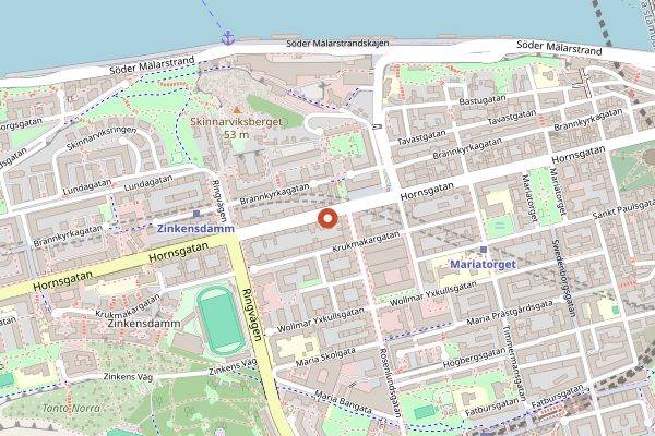 Map showing Mahalo Hornsgatan in Stockholm