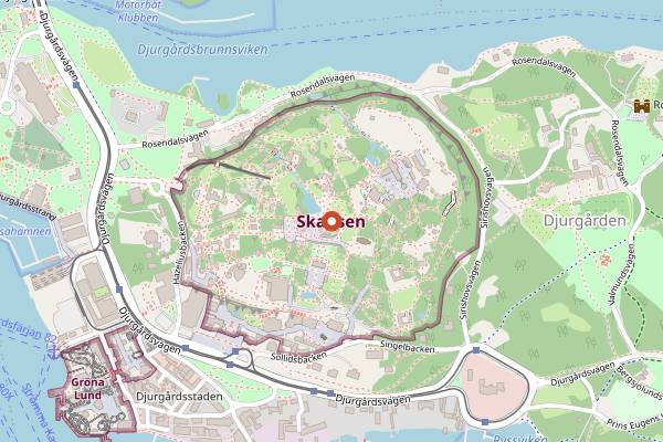 Map showing Skansen Christmas Market (Skansens julmarknad) in Stockholm