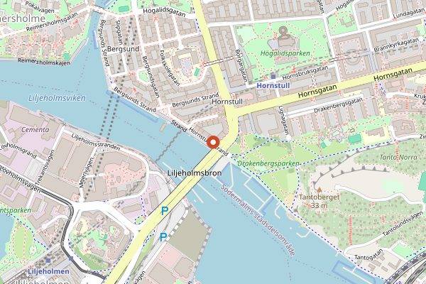 Map showing Hornstulls Marknad in Stockholm