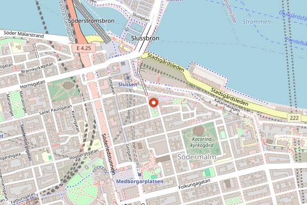 Map showing Kägelbanan at Mosebacke in Stockholm