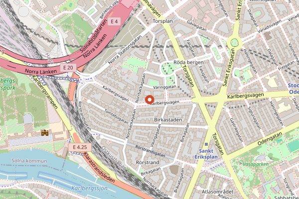 Map showing Günter's Korvar in Stockholm