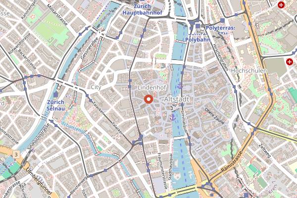 Map showing Widder Bar in Zurich